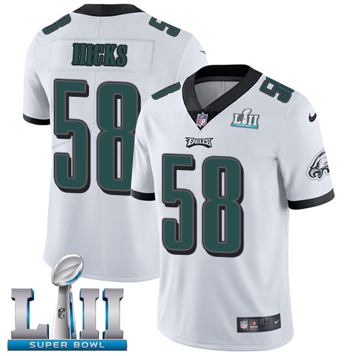 Nike Eagles #58 Jordan Hicks White Super Bowl LII Youth Stitched NFL Vapor Untouchable Limited Jersey